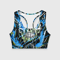 Топик спортивный женский Синий адский череп, цвет: 3D-принт