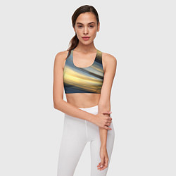 Топик спортивный женский Синяя и желтая изогнутая абстракция, цвет: 3D-принт — фото 2
