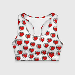 Топик спортивный женский Стикеры наклейки сердечки объемные, цвет: 3D-принт