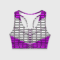 Топик спортивный женский Фиолетово-белая техно броня, цвет: 3D-принт