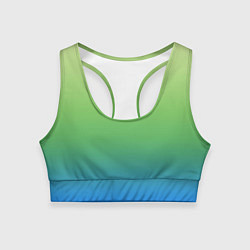 Топик спортивный женский Градиент зелёно-голубой, цвет: 3D-принт