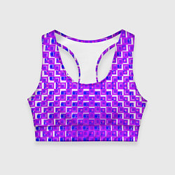 Женский спортивный топ Фиолетовые квадраты на белом фоне