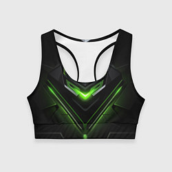Топик спортивный женский Green and black abstract style, цвет: 3D-принт