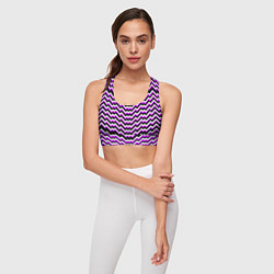Топик спортивный женский Фиолетовые и белые ломаные линии, цвет: 3D-принт — фото 2