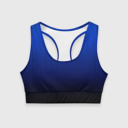 Топик спортивный женский Полосатый градиент сине-чёрный, цвет: 3D-принт