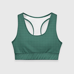 Топик спортивный женский Патиново-зелёный в клетку, цвет: 3D-принт