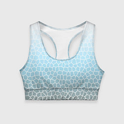 Женский спортивный топ Светлый серо-голубой паттерн мозаика