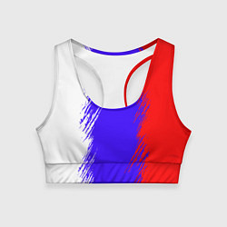 Топик спортивный женский Штрихи триколор, цвет: 3D-принт
