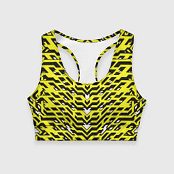 Топик спортивный женский Агрессивный жёлтый паттерн, цвет: 3D-принт