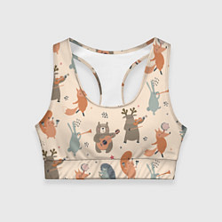 Женский спортивный топ Животные с инструментами