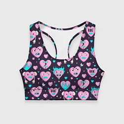 Женский спортивный топ Паттерн с арт сердцами