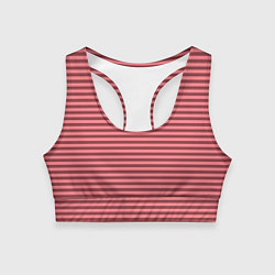 Топик спортивный женский Тёмный розовый полосатый, цвет: 3D-принт