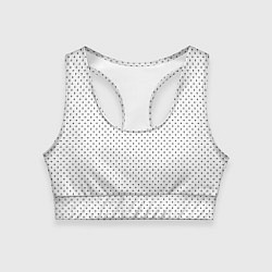 Топик спортивный женский Белый в чёрный маленький горошек, цвет: 3D-принт