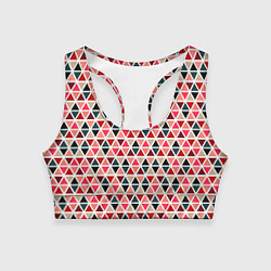 Топик спортивный женский Бирюзово-розовый геометричный треугольники, цвет: 3D-принт