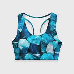 Топик спортивный женский Аквамарин камни минералы крупный план, цвет: 3D-принт