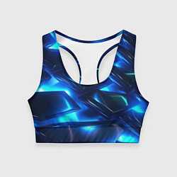 Топик спортивный женский Синие абстрактные неоновые плиты, цвет: 3D-принт