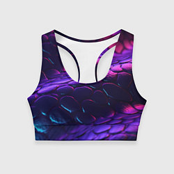Топик спортивный женский Фиолетовая абстрактная текстура неоновая, цвет: 3D-принт