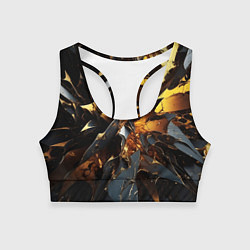 Топик спортивный женский Раскол черных плит и янтаря, цвет: 3D-принт
