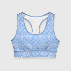 Топик спортивный женский Нежный бело-голубой узоры, цвет: 3D-принт