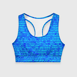 Топик спортивный женский Яркий голубой абстрактный полосатый, цвет: 3D-принт
