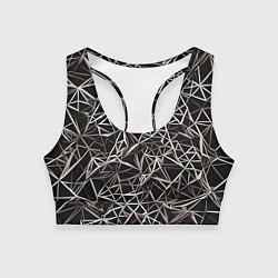 Женский спортивный топ Белые линии на чёрном фоне