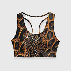 Женский спортивный топ Реалистичная кожа змеи темно коричневая