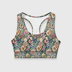 Женский спортивный топ Бабочки и цветы летнее сочетание