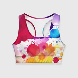 Женский спортивный топ Яркие абстрактные акварельные кляксы - нейросеть