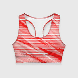 Топик спортивный женский Полосатый красно-белый, цвет: 3D-принт