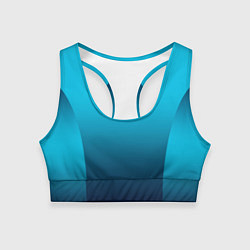 Топик спортивный женский Яркий голубой с синим градиент комбинированный кро, цвет: 3D-принт