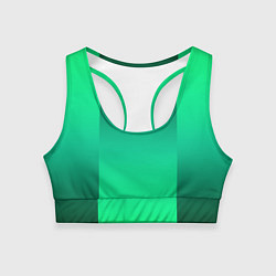 Топик спортивный женский Яркий зеленый градиентный комбинированный фон, цвет: 3D-принт