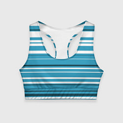 Топик спортивный женский Бело-голубой в полоску, цвет: 3D-принт