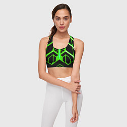 Топик спортивный женский Green lines on a black background, цвет: 3D-принт — фото 2