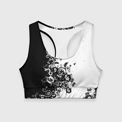 Топик спортивный женский Чёрно белый стильный узор, цвет: 3D-принт