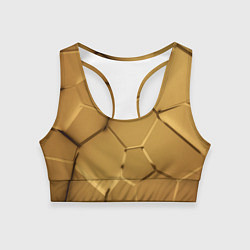 Топик спортивный женский Золотые неоновые плиты в разломе, цвет: 3D-принт