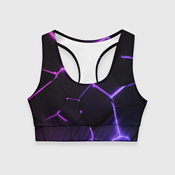 Топик спортивный женский Темные фиолетовые неоновые плиты в разломе, цвет: 3D-принт