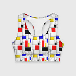 Топик спортивный женский Геометрия цветных Пит Мондриан, цвет: 3D-принт