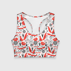 Топик спортивный женский Лисий узор, цвет: 3D-принт