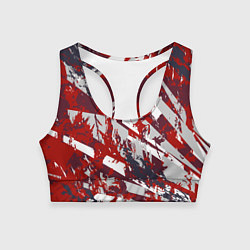 Топик спортивный женский Геометрическая абстракция линии на красном, цвет: 3D-принт