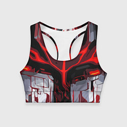 Женский спортивный топ Red stripes on a black and white background