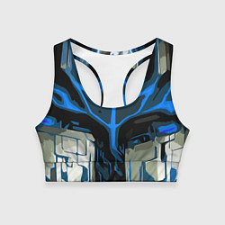 Женский спортивный топ Blue stripes on a black and white background