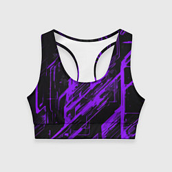 Топик спортивный женский Purple stripes on a black background, цвет: 3D-принт