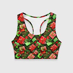 Женский спортивный топ Новогодние подарки в коробках