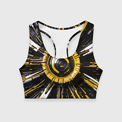 Женский спортивный топ Чёрно-жёлтая сфера киберпанк