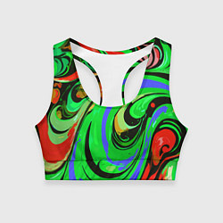 Женский спортивный топ Красно-зелёный узор
