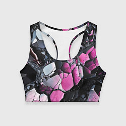 Женский спортивный топ Чёрно-розовый камень