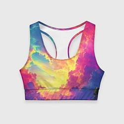 Женский спортивный топ Розовые облака на синем небе