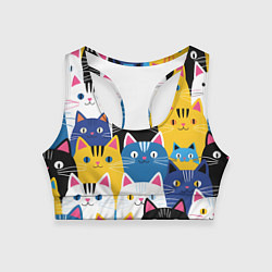 Топик спортивный женский Много цветных котиков, цвет: 3D-принт