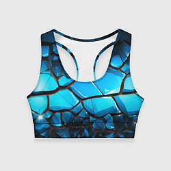 Женский спортивный топ Синяя текстура объемных плит