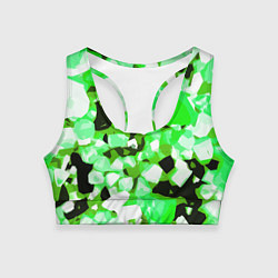 Женский спортивный топ Green and white abstraction on a black background